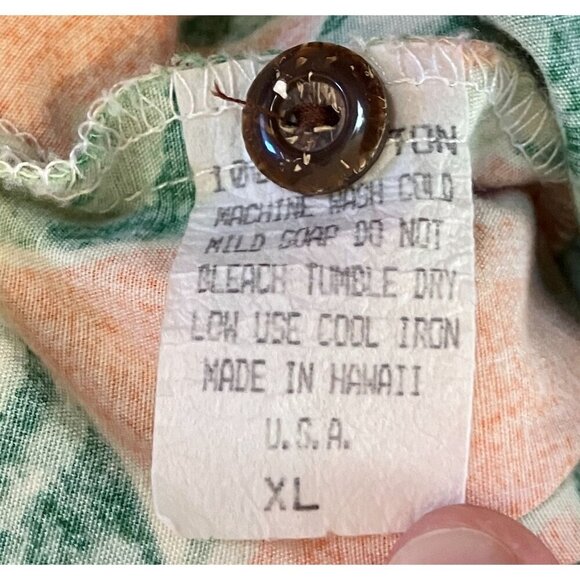 Hilo Hattie Men Monstera Aloha Hawaiian Floral Shirt Size XL Orange Green SP EXC - Picture 7 of 10